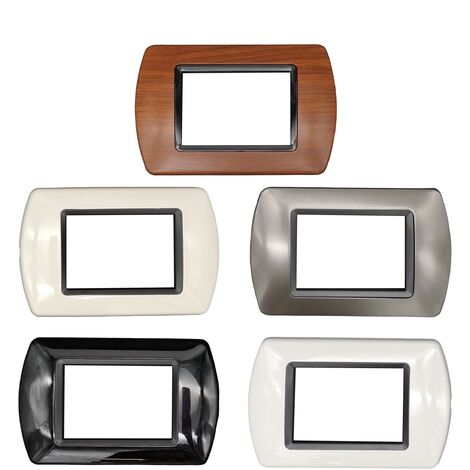 Placche compatibili supporti Bticino Living International light 3 4 7 posti moduli nero bianco legno noce grigio scuro avorio Nero - 4 posti