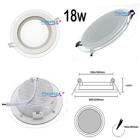 Pannello led vetro da incasso quadrato tondo 6 9 12 18w illuminazione driver incluso Tondo 18W Luce Calda 3000K