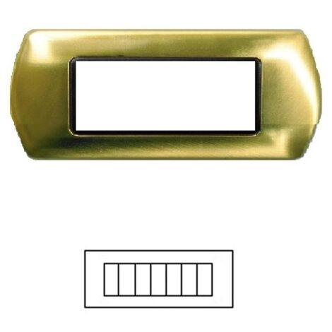 Placca 7 Posti Oro Satinato LIVING International in Compatibile in Acciaio