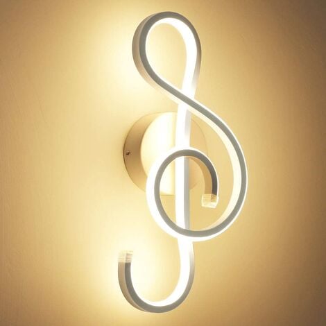 Applique led 14w chiave di violino lampada da parete nota musicale bianco stile moderno luce fredda naturale calda  fredda bianca 6500k