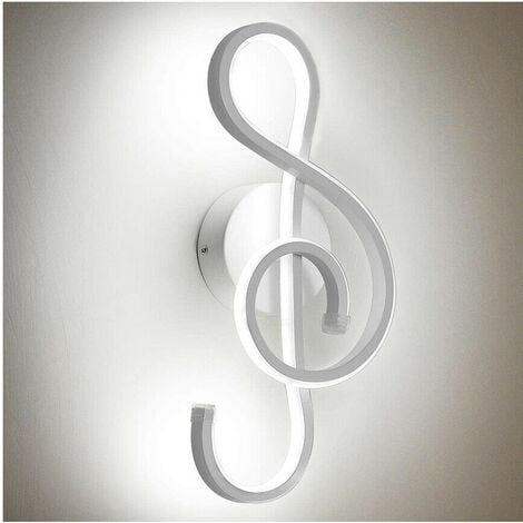 Applique led 14w chiave di violino lampada da parete nota musicale bianco stile moderno luce fredda naturale calda  fredda bianca 6500k