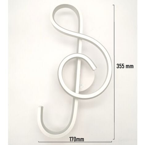 Applique led 14w chiave di violino lampada da parete nota musicale bianco stile moderno luce fredda naturale calda  fredda bianca 6500k