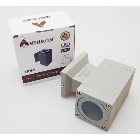 Applique quadrato luce singola da esterno IP65 led gu10 parete giardino muro  Bianco