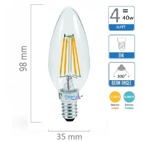 Lampadina e14 led filamento lampada vintage oliva fiamma codino tortiglione  globo sfera oliva 4w traparente luce