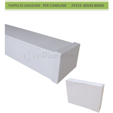 Tappo di chiusura terminale per canaline elettriche passacavi coprifili bianco 25x16 60x40 80x60 80x60