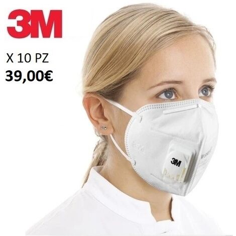 X10 o 25pz mascherine 3M certificate kn95 ffp2 con valvola maschera protezione viso  X10 pz - scontato 1.95€/cad.