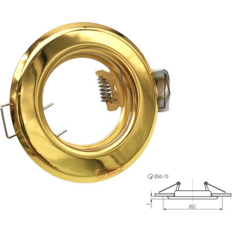 Portafaretto led gu10 mr16 da incasso 60 mm tondo acciaio oro lucido soffitto cartongesso