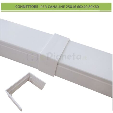 Connettore giunto per canaline elettriche passacavi coprifili bianco giunzione collegamento 25x16 60x40 80x60 60x40