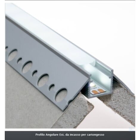Profilo alluminio opaco 2mt incasso scomparsa cartongesso per strip striscia led Angolo esterno