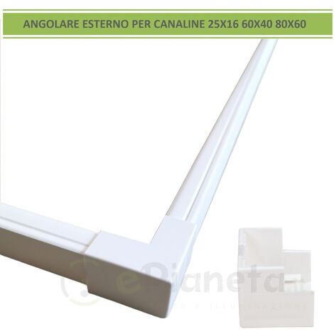 Angolare esterno angolo per canaline elettriche passacavi coprifili bianco canalina 25x16 60x40 80x60  60x40