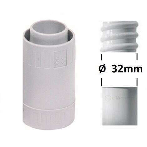 Raccordo tubo rigido guaina pari diametro tenuta stagna Ø 16 20 25 32 mm IP65 in PVC grigio collegamento impermeabile  32 mm