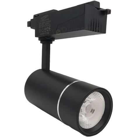 Faretto faro proiettore led per binario monofase 30w orientabile nero luce bianca naturale calda  Calda