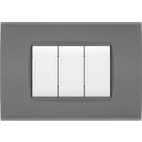 Placche compatibili con Bticino LIVING LIGHT placca 3 4 7 moduli vari colori per supporti LN4703 e N4703 ST08 - 7 Posti - Grigio Scuro