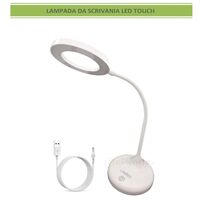 Lampada da scrivania cerchio led touch luce lettura ricaricabile usb bianco orientabile lume tavolo comodino design moderno