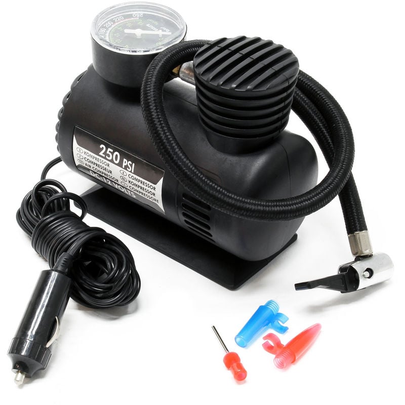 COMPRESOR DE AIRE PARA MECHERO COCHE 12V 18 BARES 250 PSI INFLADOR