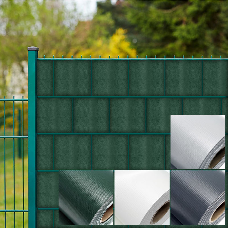 Balcón 450 g/m² PVC Protección Visual para Vallas de Doble Varilla Aufun Antracita PVC Jardin Protección de Privacidad 130 m x 19 cm con 60 Piezas de Clips de Sujeción Protección UV Jardín 