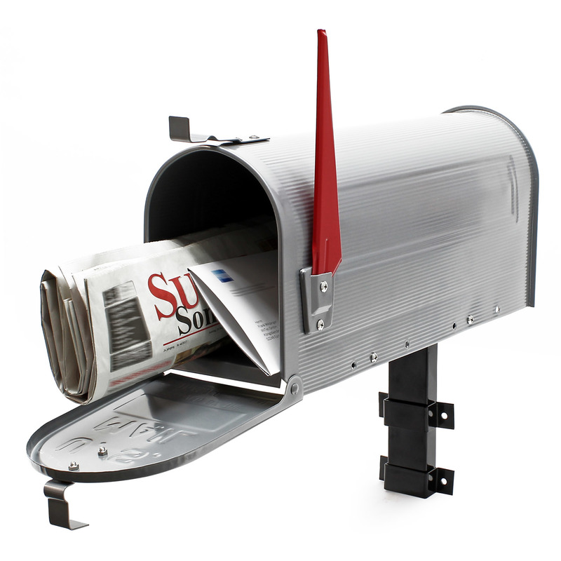 Buzón US Mailbox diseño americano plateado-gris soporte de pared cartas correspondencia USA