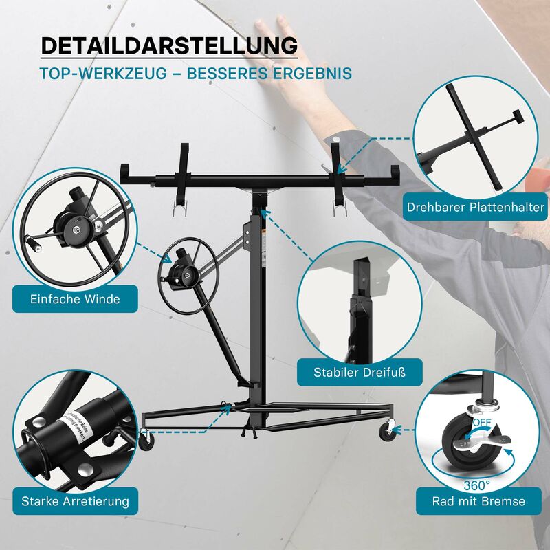 Set: Elevador paneles pladur ayuda montaje extensión XXL 140cm grúa  montacargas extensión portátil : : Industria, empresas y ciencia