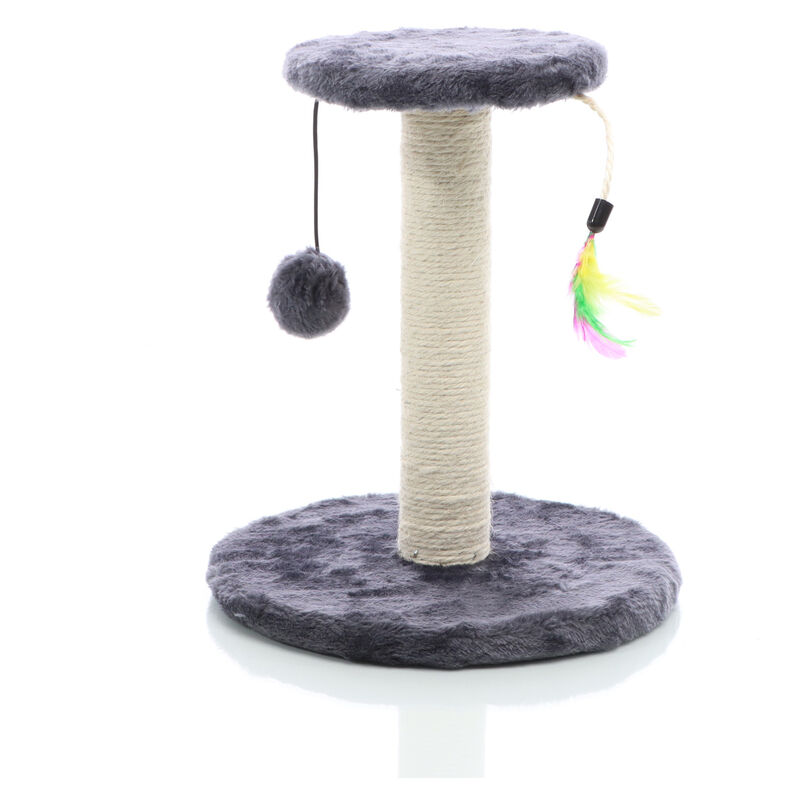 Fudajo Poste rascador para gatos Ø16 x H30 cm crema árbol rascador gatos con sisal, bola y plumas