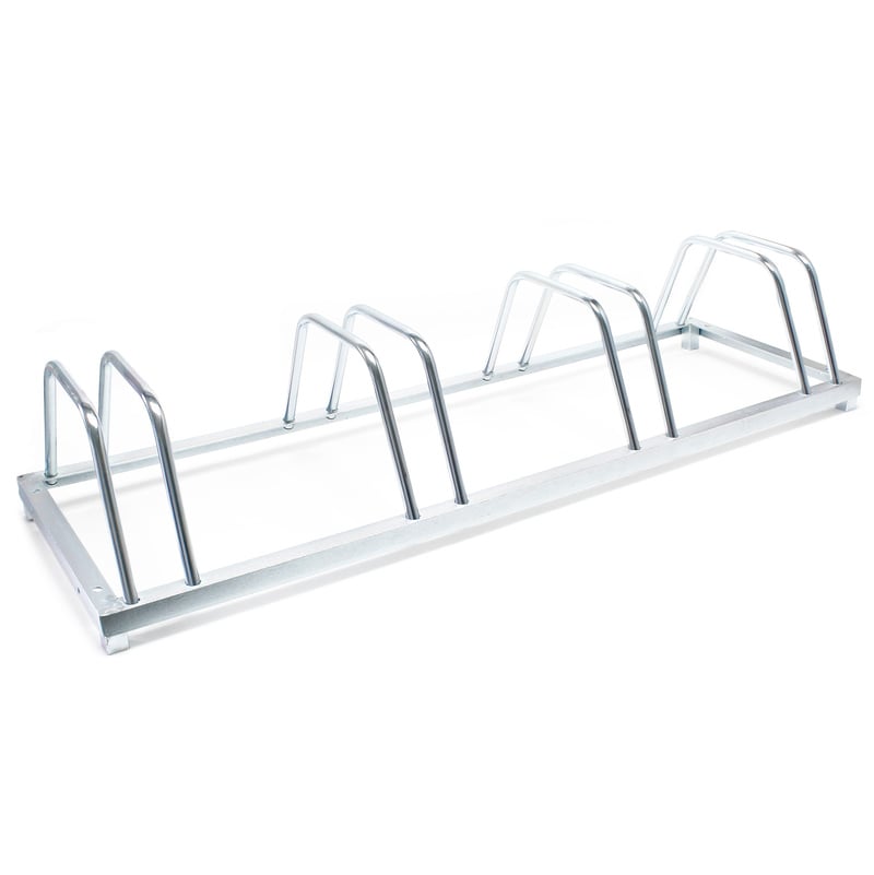 Soporte 4 bicicletas Aparcamiento bicis Aparcabicis 124x39,5x19,5cm Metal galvanizado Exterior Suelo