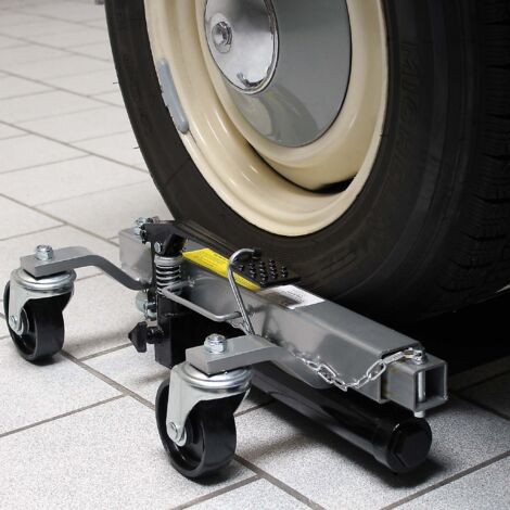 Wiltec Juego de 2 gatos para coche, elevadores con capacidad máx. de 680 kg, plataforma con ruedas de PVC, posicionador de coches ideal para concesionarios, talleres y garajes