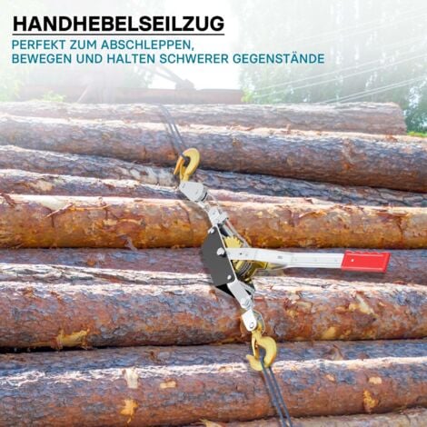 Cabrestante manual de palanca con 2 ganchos carga máx. 2000 kg cable de 2,2m