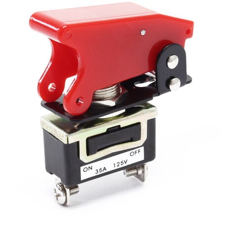 Wiltec Interruptor de palanca basculante ON-OFF 125V 35A / 250V 15A conmutador con tapa abatible Knock Out Kill Switch
