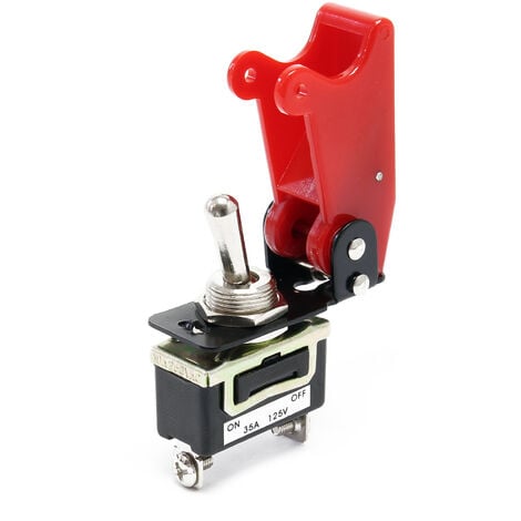 Wiltec Interruptor de palanca basculante ON-OFF 125V 35A / 250V 15A conmutador con tapa abatible Knock Out Kill Switch