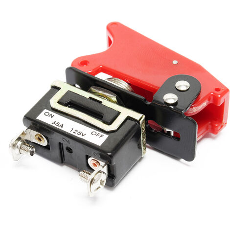 Wiltec Interruptor de palanca basculante ON-OFF 125V 35A / 250V 15A conmutador con tapa abatible Knock Out Kill Switch