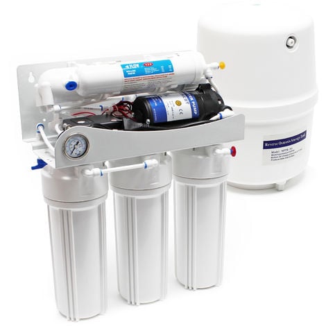 Naturewater Equipo de ósmosis inversa (RO) 5-Etapas 180l/día Bomba de refuerzo Filtración de agua