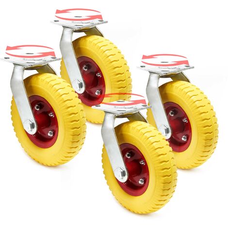 Set de 4 ruedas con soporte giratorio 220 x 58 mm antipinchazos transporte 100 kg por rueda