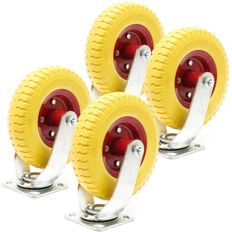 Set de 4 ruedas con soporte giratorio 220 x 58 mm antipinchazos transporte 100 kg por rueda