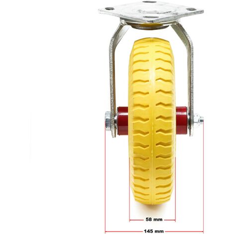 Set de 4 ruedas con soporte giratorio 220 x 58 mm antipinchazos transporte 100 kg por rueda