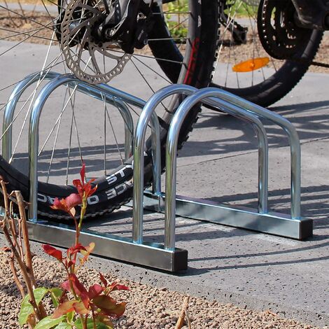 Toboli Soporte para 2 bicicletas aparcamiento suelo acero galvanizado  interior y exterior aparcar