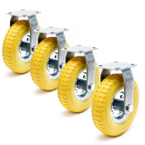 Set de 4 ruedas con soporte fijo 225 x 58 mm antipinchazos transporte 100 kg por rueda