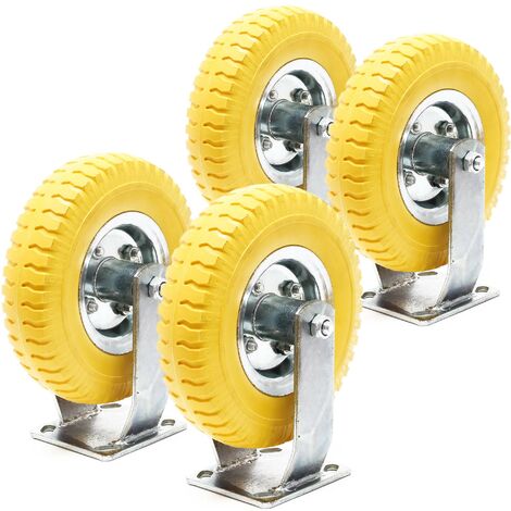 Set de 4 ruedas con soporte fijo 225 x 58 mm antipinchazos transporte 100 kg por rueda