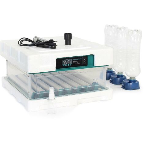 Fudajo Incubadora automática para 48 huevos 80 W con giro automático, control de temperatura y humedad, lámpara ovoscopio y conexión a energía de emergencia, ideal para gallinas, patos y codornices