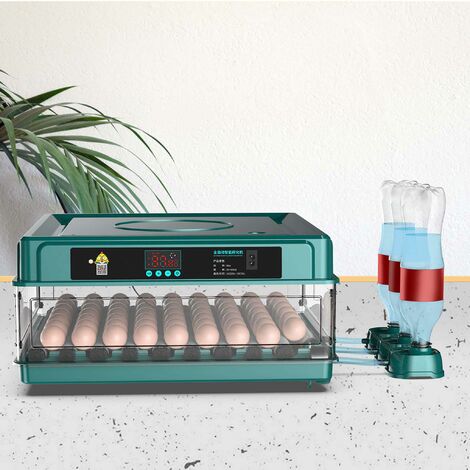 Fudajo Incubadora automática para 48 huevos 80 W con giro automático, control de temperatura y humedad, lámpara ovoscopio y conexión a energía de emergencia, ideal para gallinas, patos y codornices