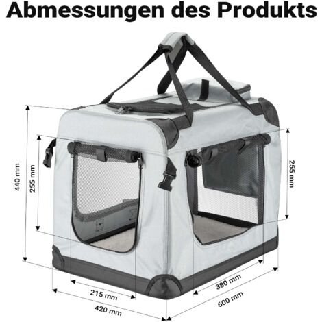 Fudajo opvouwbare beige transportbox voor huisdieren, grootte XXL (90x60x64cm), draaggreep, hoes