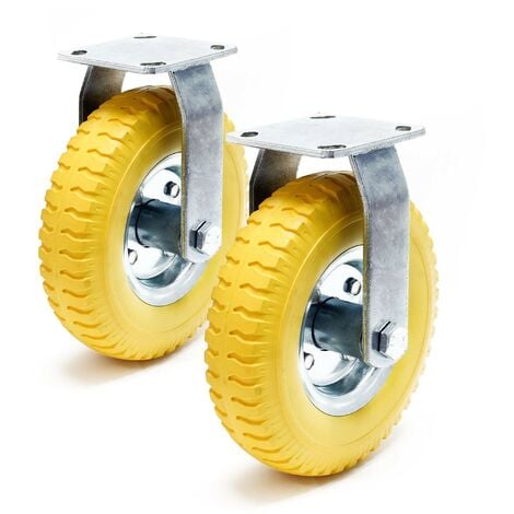 Set de 2 ruedas con soporte fijo 225 x 58 mm antipinchazos transporte 100 kg por rueda