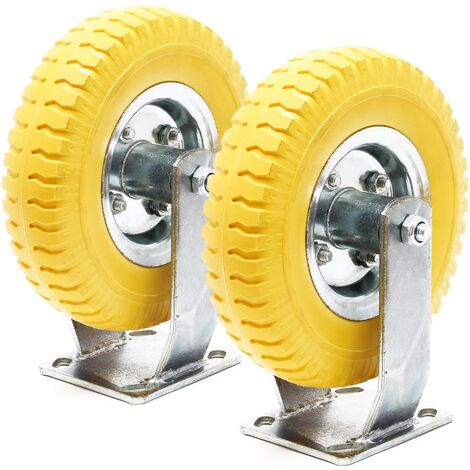 Set de 2 ruedas con soporte fijo 225 x 58 mm antipinchazos transporte 100 kg por rueda