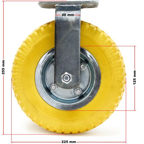 Set de 2 ruedas con soporte fijo 225 x 58 mm antipinchazos transporte 100 kg por rueda