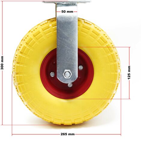 Set de 2 ruedas fijas amarillas llantas metálicas 258 x 78 mm antipinchazos máx. 150 kg por rueda