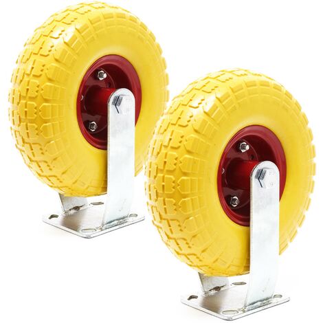 Set de 2 ruedas fijas amarillas llantas metálicas 258 x 78 mm antipinchazos máx. 150 kg por rueda