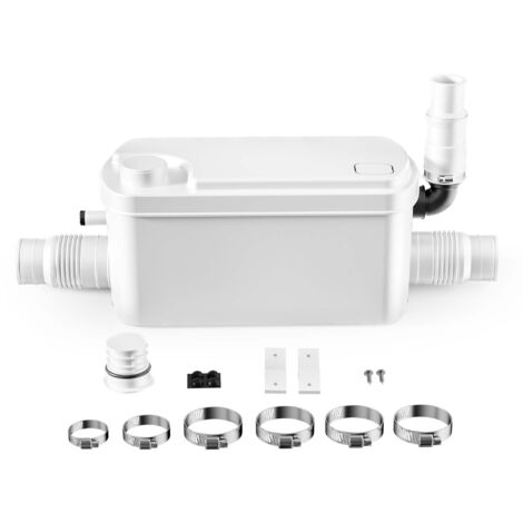 XPOtool Triturador sanitario 3/1 equipo elevador de aguas residuales motor 250 W potente bombeo altura de impulsión máx. 8,5 m distancia máx. 85 m hasta 90°C para duchas, lavabos y más