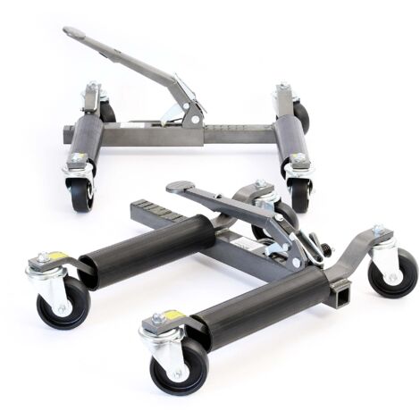XPOtool Gatos elevadores set 2x hasta 566kg c/u ancho de rueda hasta 30 cm posicionador con rodillos