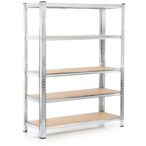 Wiltec Estantería para cargas pesadas zincada 180x120x40cm enchufable acero 875kg 5 baldas taller