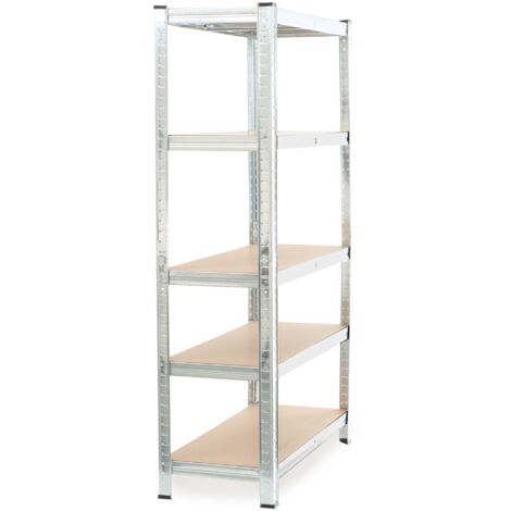 Wiltec Estantería para cargas pesadas zincada 180x90x45cm enchufable acero 875kg 5 baldas taller