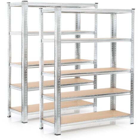 Wiltec Set 2 estanterías de carga pesada zincada 180x120x40cm enchufable acero 875kg 5 baldas taller (1/5)