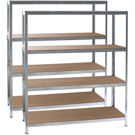 Wiltec Set 2 estanterías de carga pesada zincada 160x60x180cm sistema de encaje 4 baldas 175kg/nivel